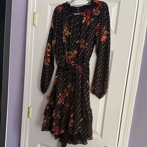 Simply Vera Vera Wang Black Floral Long Sleeve Dress